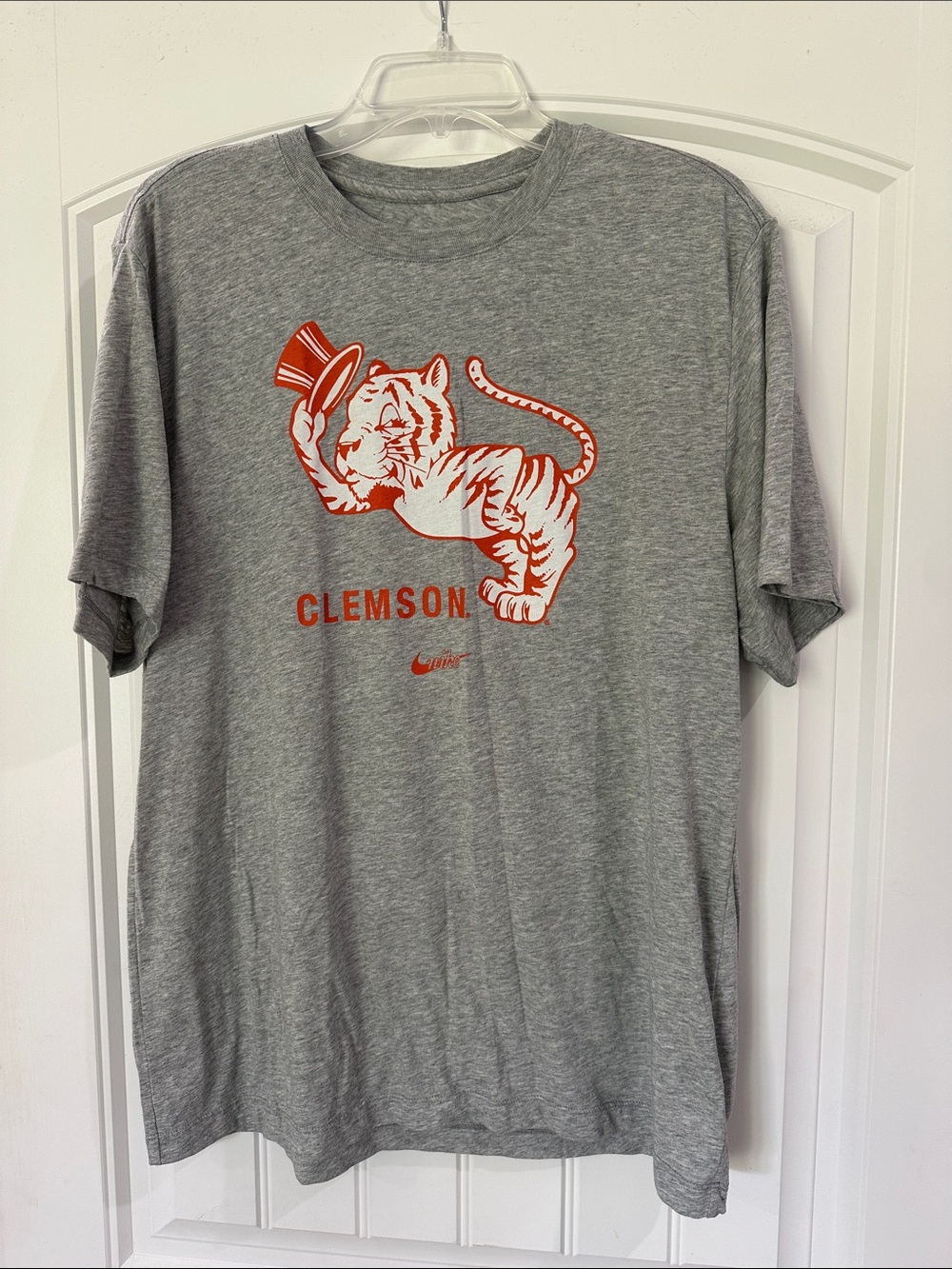 Nike Grey Tee with Orange Clemson Tiger Graphic
